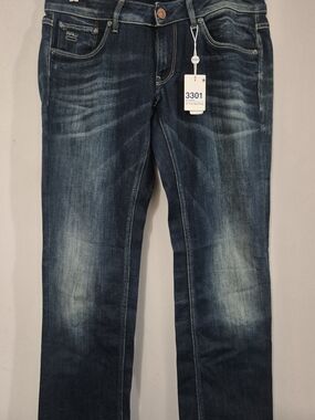 G-Star 3301 Slim Straight Jeans in Dark Blue Wash